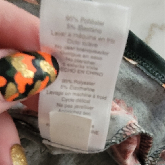 LuLaRoe Floral Green Pink High Low Tee Shirt Mini Dress Size Large - Picture 9 of 9